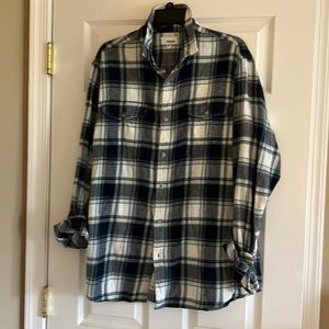 Blue and White Sonoma Flannel Button-down Shirt—size large